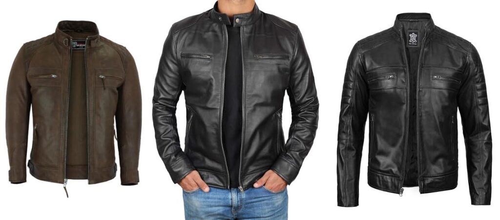Cafe Racer Leather Jacket combined image