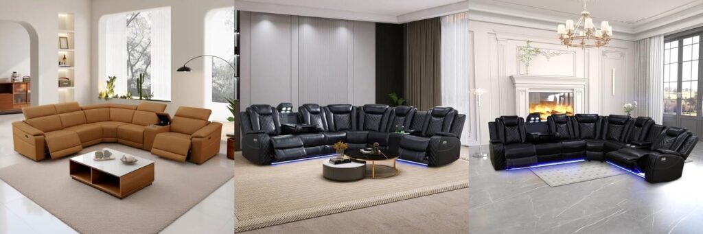 Leather Reclining Sectional combined image