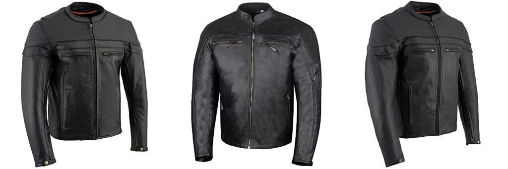 Vented Leather Motorcycle Jacket combined image