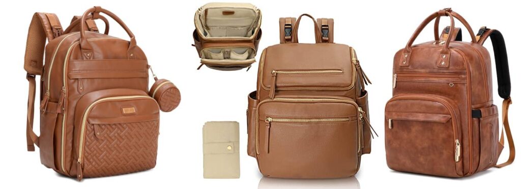 Leather Backpack Diaper Bag combined image