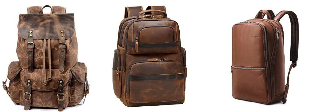 Leather Backpacks For Men combined image