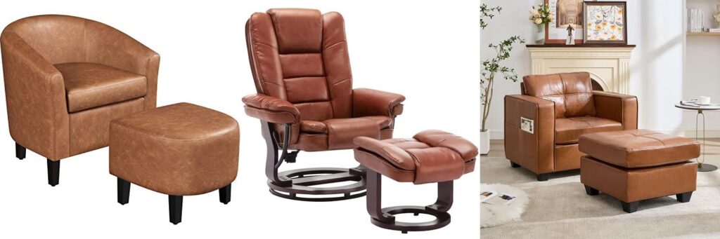 Leather Chair And Ottoman combined image 1