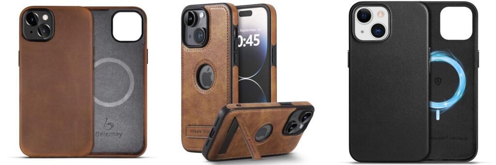 Leather Iphone 15 Case combined image