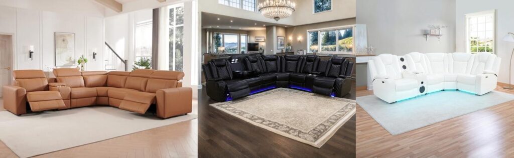 Leather Sectionals With Recliners combined image