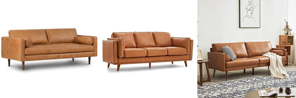 Mid Century Leather Sofa combined image