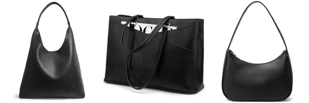 black leather bag combined image