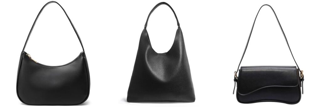 black leather purse combined image