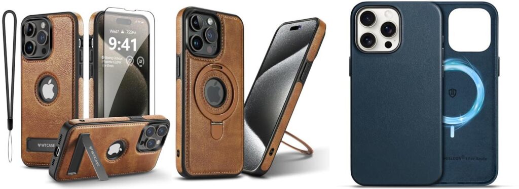 iphone 15 pro max leather cases combined image