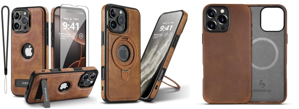 iphone 16 pro max leather cases combined image