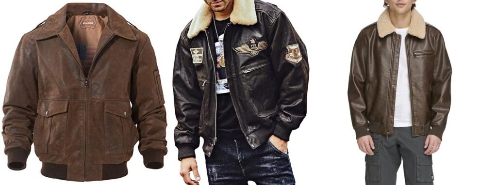 leather aviator jacket combined image