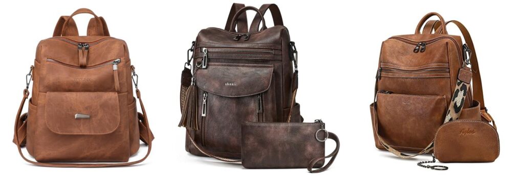 leather backpack purse combined image