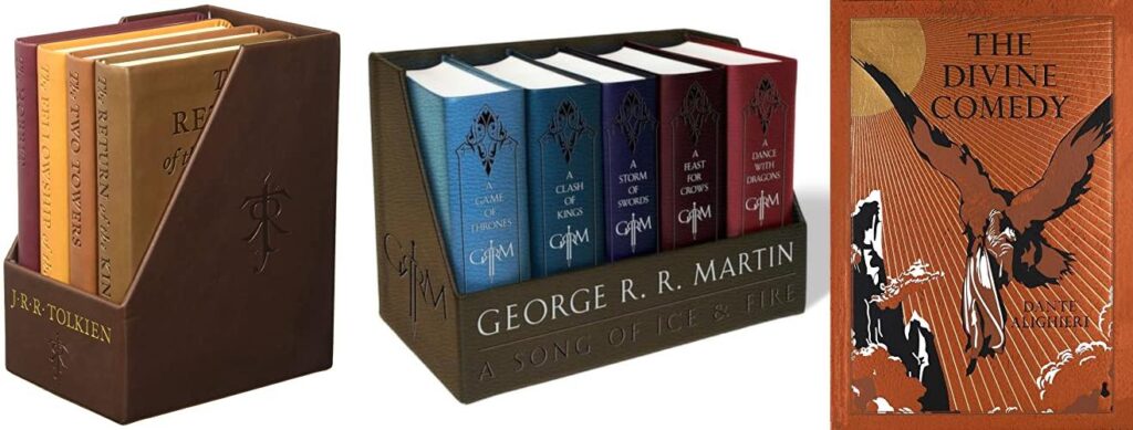 leather bound books combined image