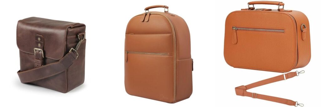 leather camera bag combined image
