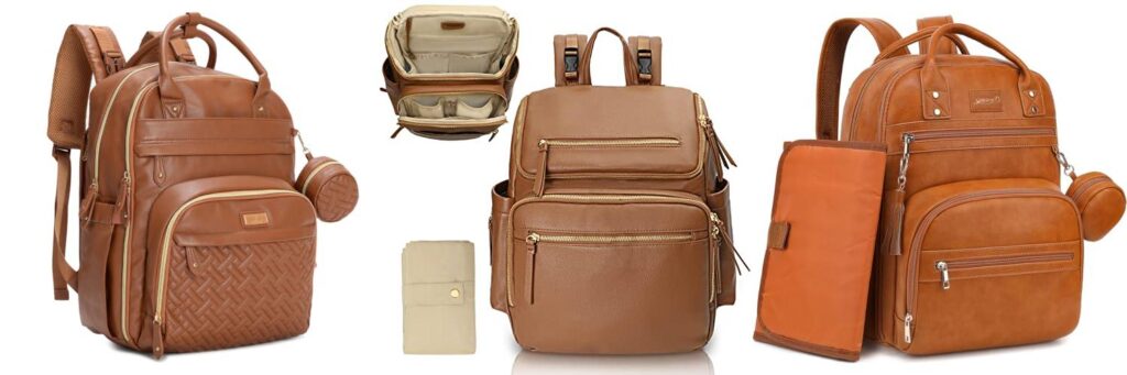 leather diaper bag combined image