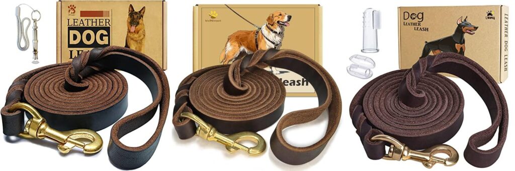 leather dog leash combined image