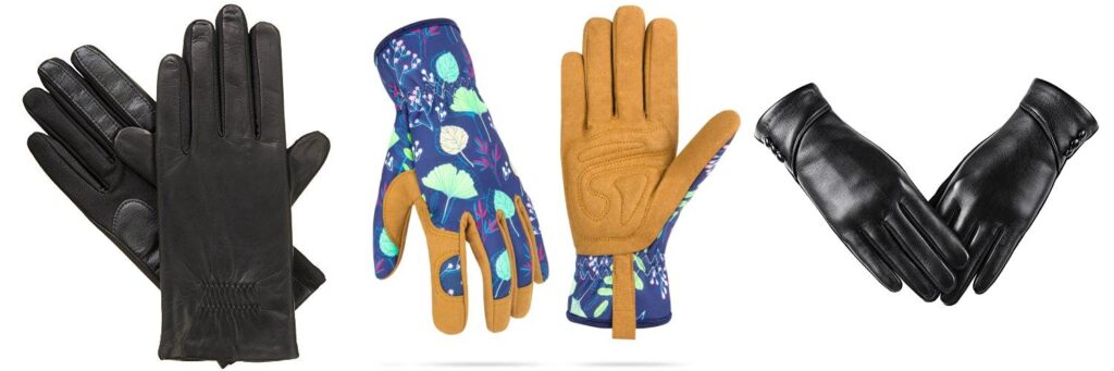 leather gloves for women combined image