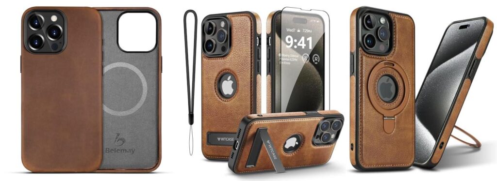 leather iphone 15 pro max cases combined image
