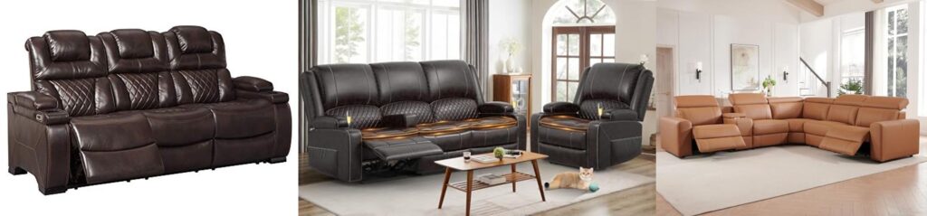 leather reclining couch combined image