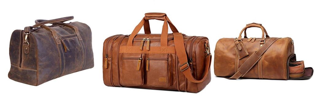 leather weekender bag mens combined image