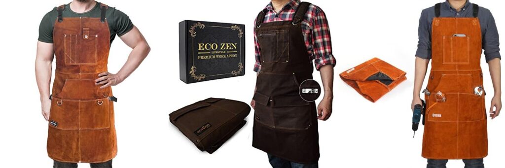 leather woodworking apron combined image
