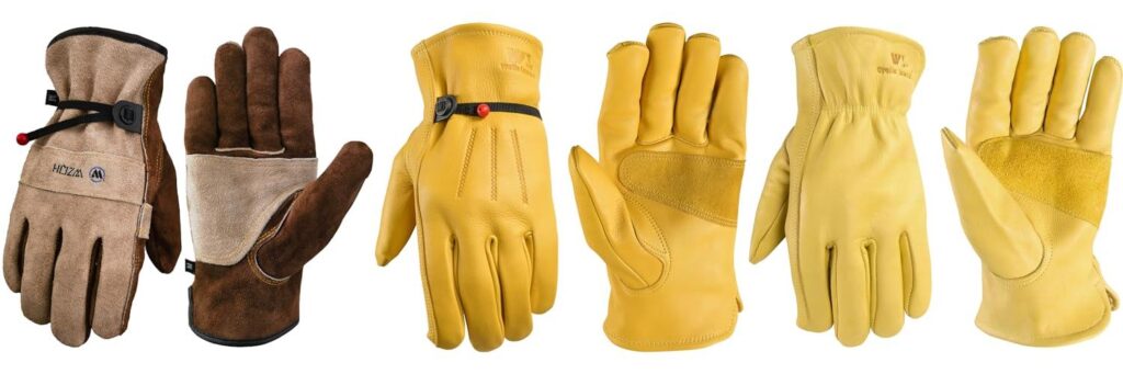 leather work gloves combined image