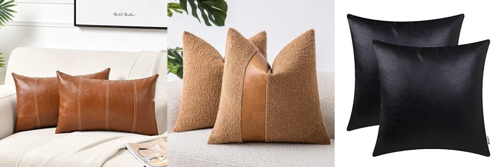 pillows for a leather couch combined image