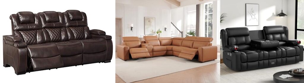 reclining leather sofa combined image