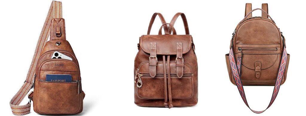 small leather backpack purse combined image