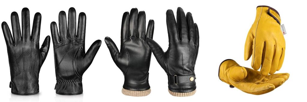 winter gloves leather combined image