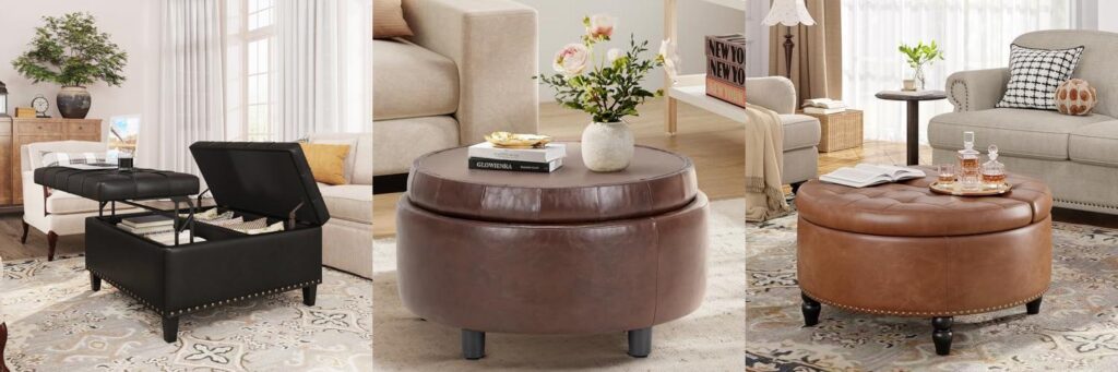 Leather Ottoman Coffee Table combined image