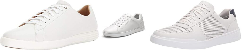 Mens White Leather Sneakers combined image
