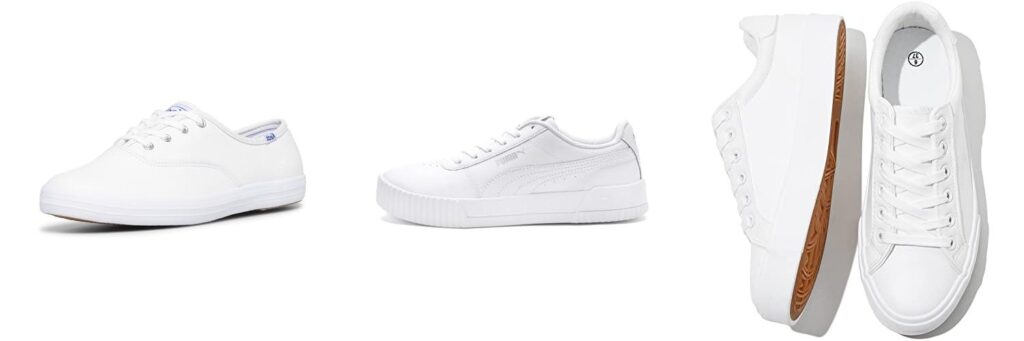 WomenS White Leather Sneakers combined image