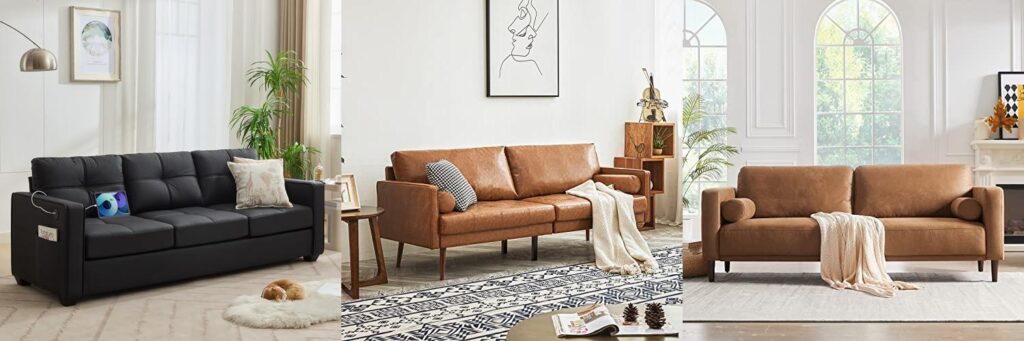 Affordable Leather Couches combined image