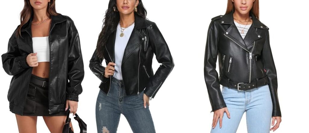 Faux Leather Jackets Womens combined image