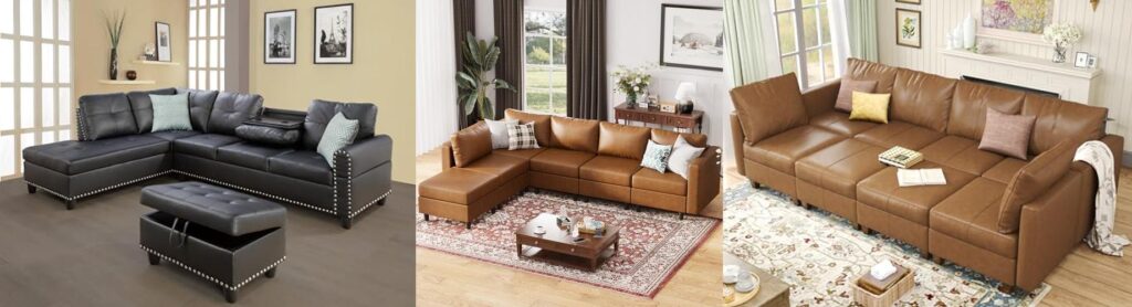 Faux Leather Sectional combined image