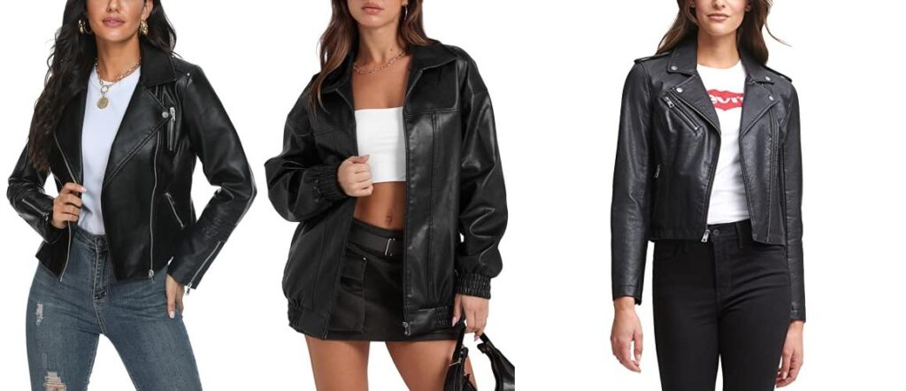 Leather Biker Jacket Womens combined image