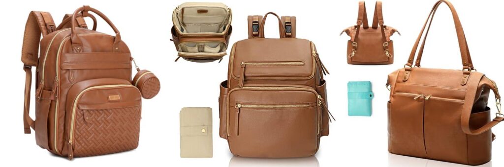 Leather Diaper Bag Backpack combined image