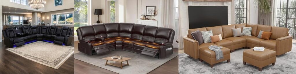 Leather Sectionals For Families combined image
