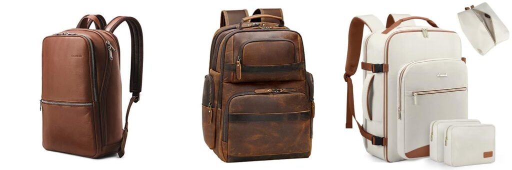 Leather Travel Backpack combined image