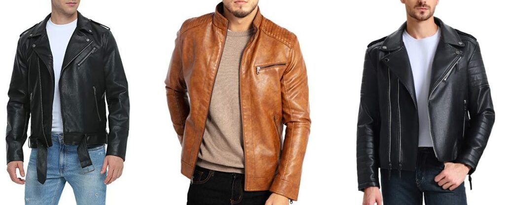 MenS Faux Leather Jacket combined image