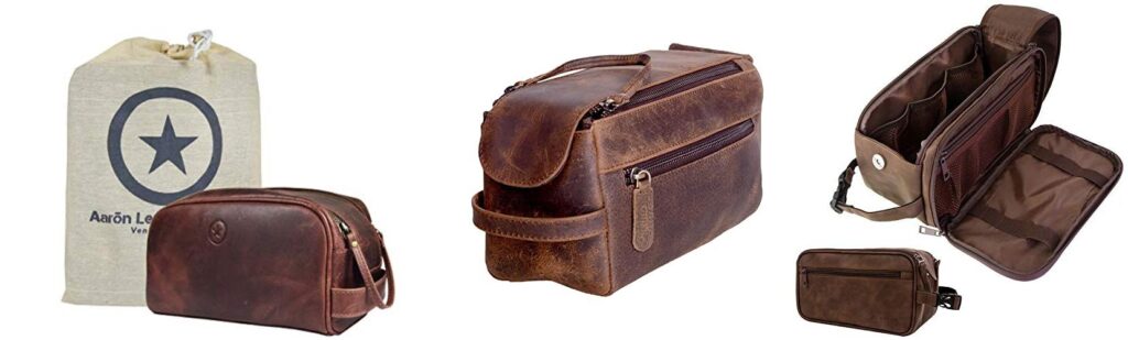 MenS Leather Toiletry Bag combined image