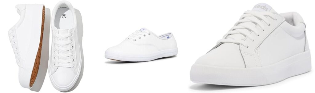 White Leather Sneakers Women combined image