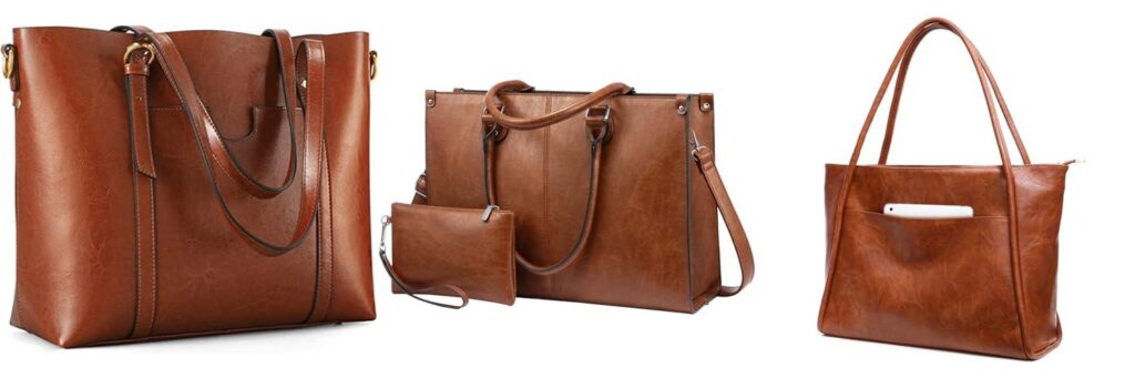 WomenS Leather Tote combined image