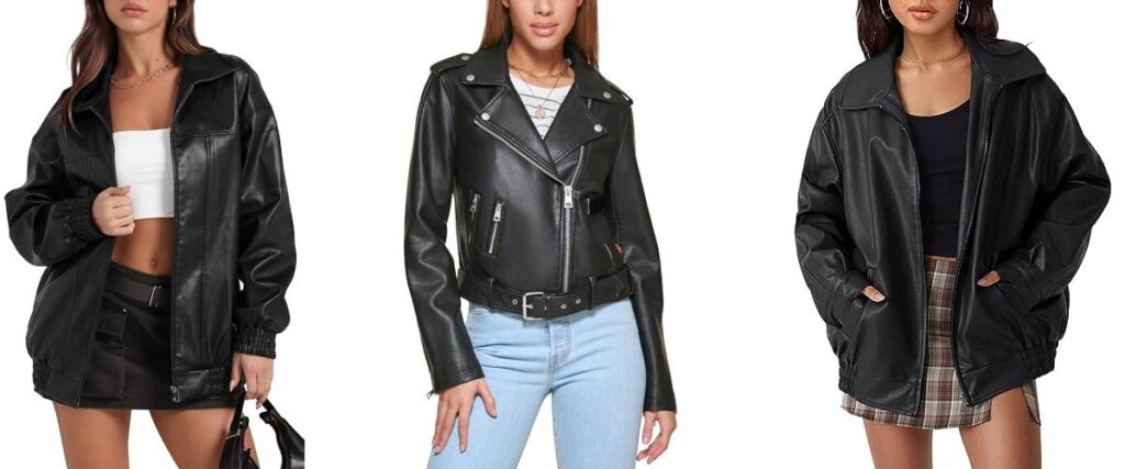 Womens Faux Leather Jackets combined image