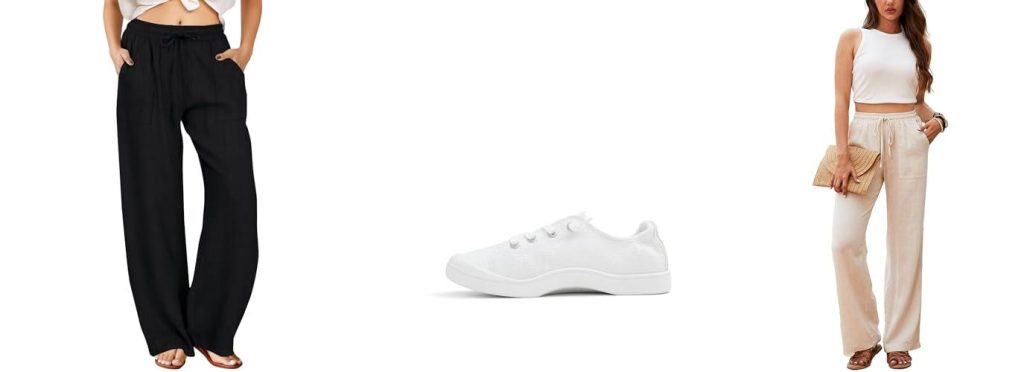 Shoes For Travel With Linen Pants combined image