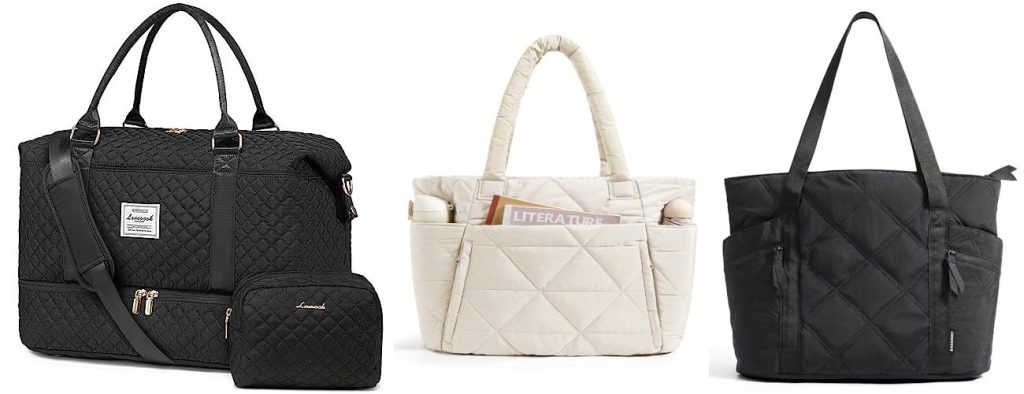 Travel Tote Bag With Luggage Sleeve combined image